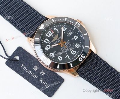 Swiss Replica Breitling Superocean II Black Dial Rose Gold Watch - New 2019